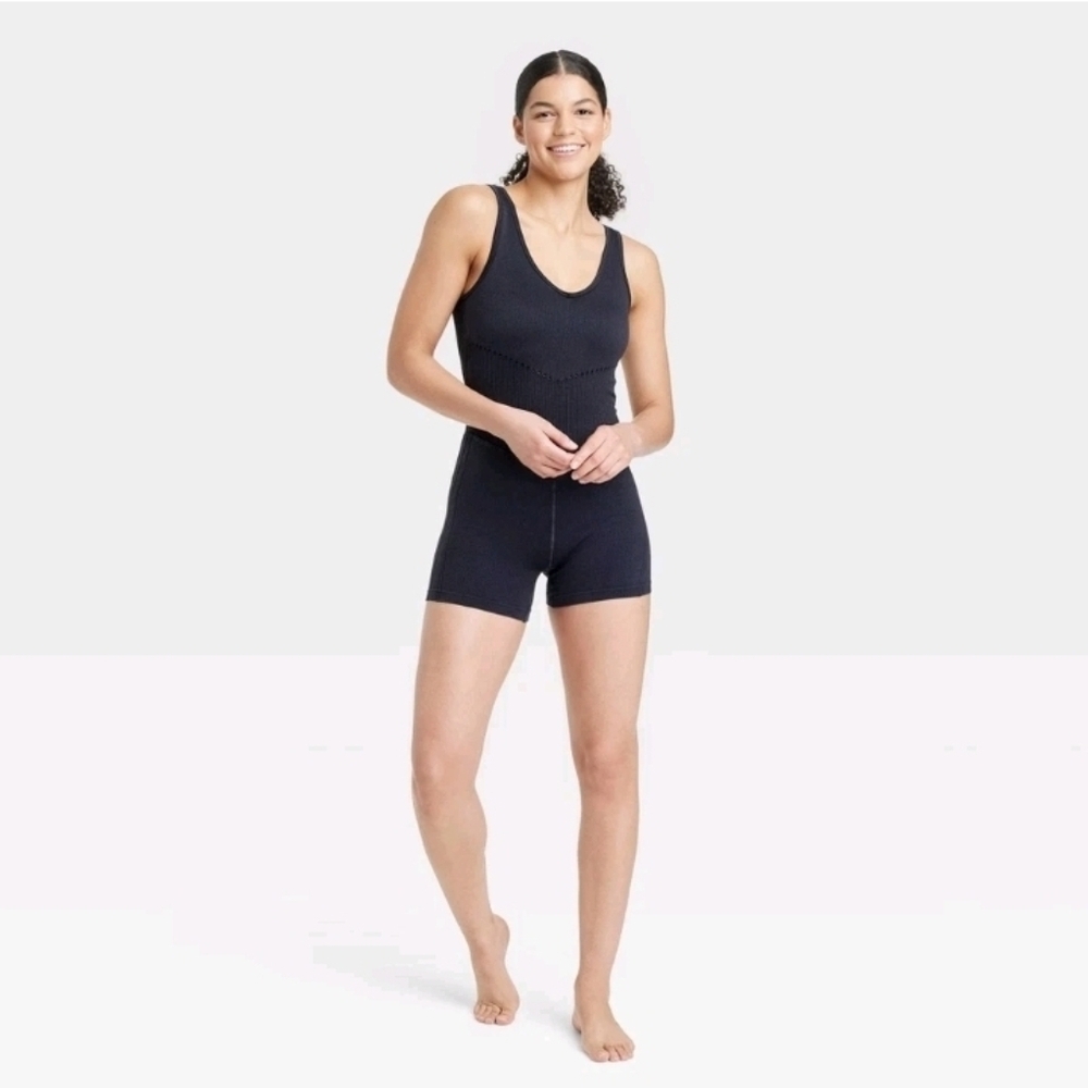 JoyLab Women's Seamless Short Active Bodysuit - Black Size XXL